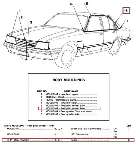 C PILLAR CHROME TRIM PINS for VB VC VH - HOLDCOM AUTO PARTS