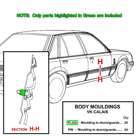 DOOR / GUARD MOULD PLUGS BUSHES for VK CALAIS - HOLDCOM AUTO PARTS