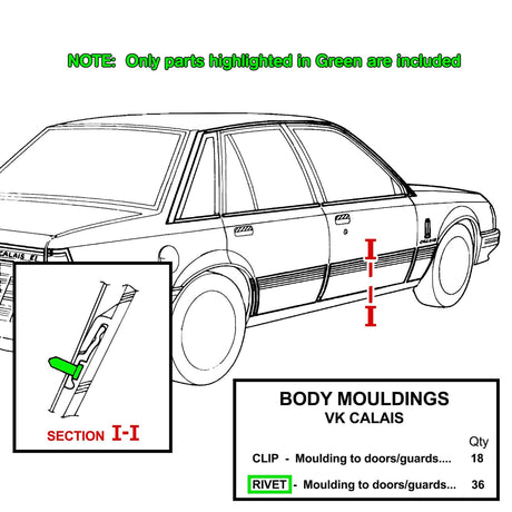 DOOR / GUARD MOULD RIVETS for VK CALAIS - HOLDCOM AUTO PARTS