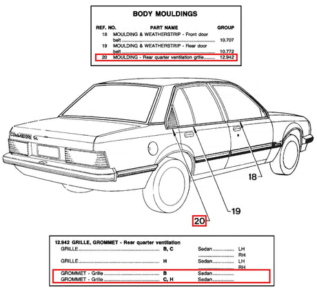 REAR QUARTER VENT PLUGS for VB VC VH - HOLDCOM AUTO PARTS