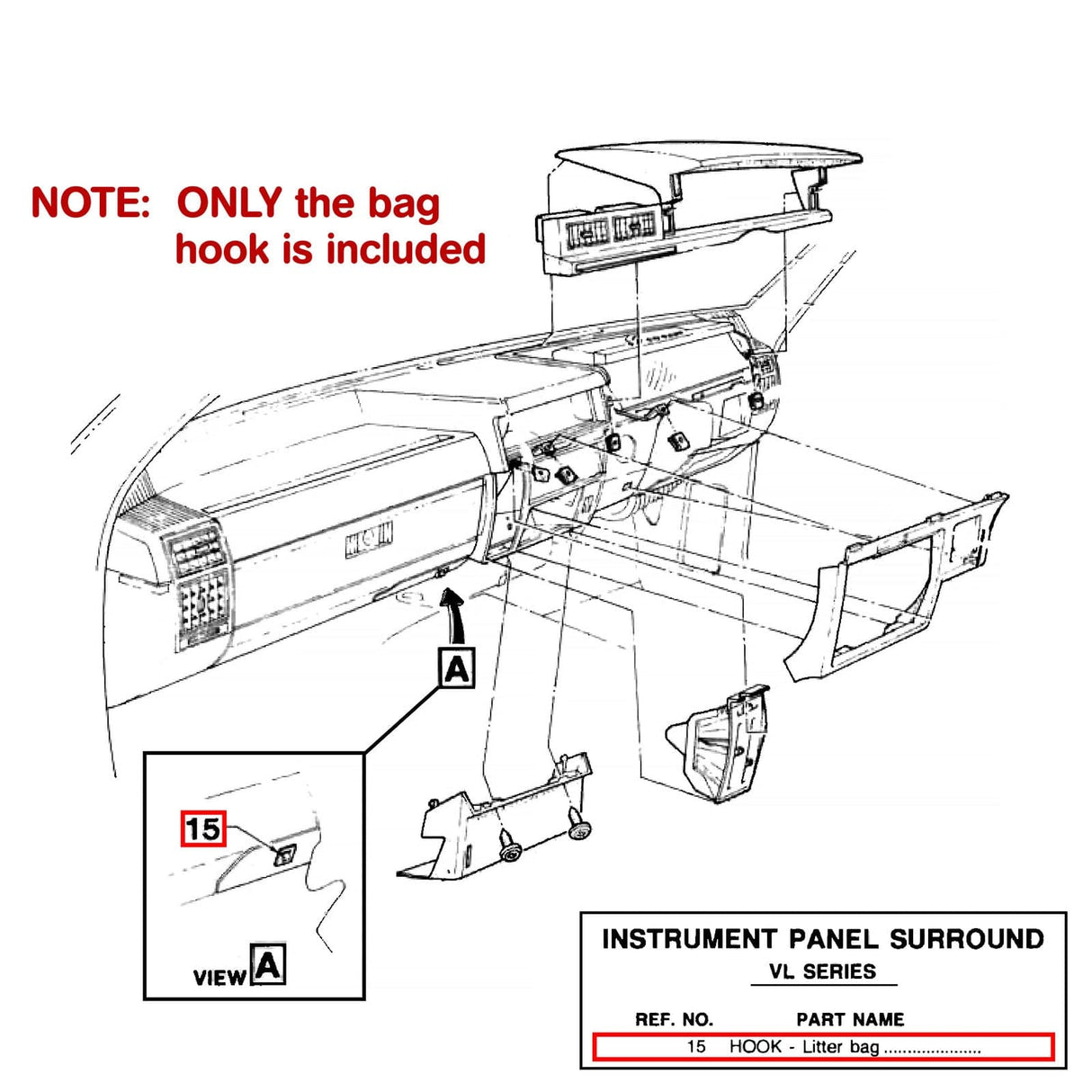 RUBBISH BAG HOOK for VB VC VH VK VL - HOLDCOM AUTO PARTS