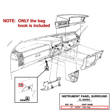 RUBBISH BAG HOOK for VB VC VH VK VL - HOLDCOM AUTO PARTS