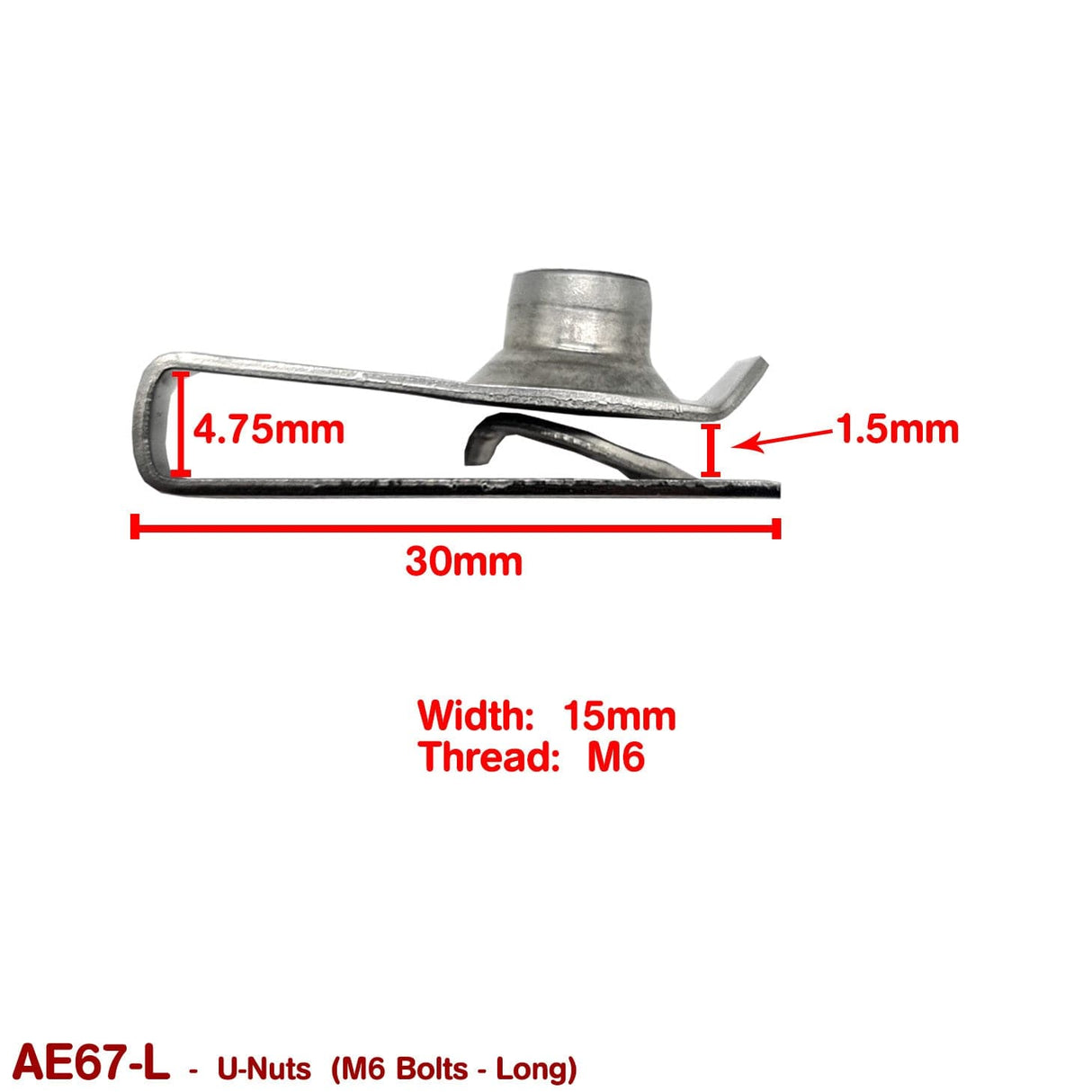 U - NUTS - M6 LONG (STAINLESS STEEL) - HOLDCOM AUTO PARTS