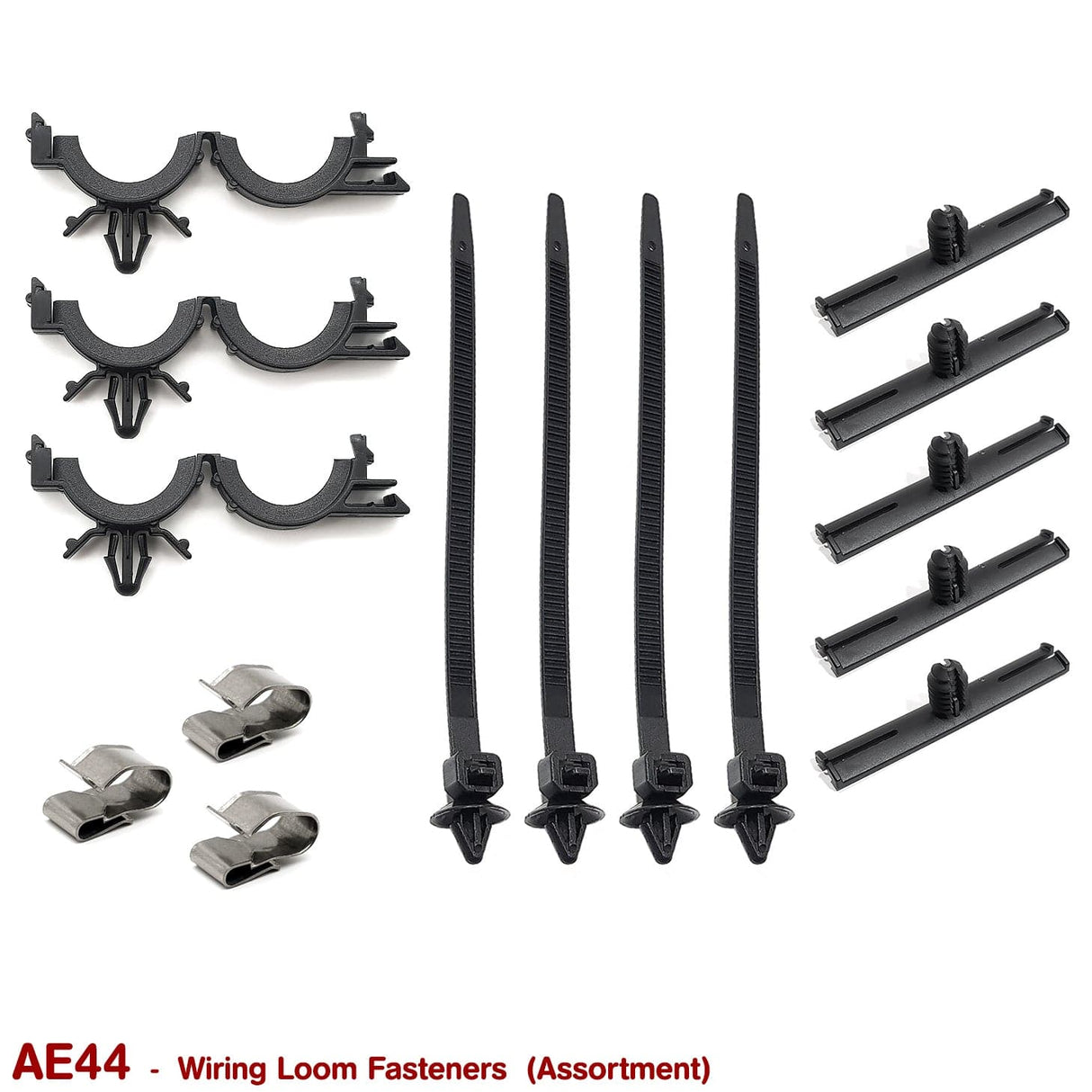 WIRING LOOM FASTENERS - ASSORTMENT (TIES and CLIPS) - HOLDCOM AUTO PARTS